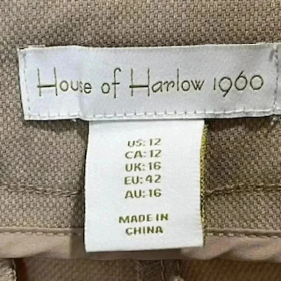 NEW House Of Harlow 1960 Tan Wide Leg Trousers‎ Pants Women’ s Sz 12 NWT - Picture 5 of 12